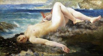 Dans les rochers de la plage à Carteret Artwork by Adolphe la Lyre