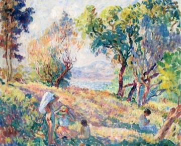 Girls in a Landscape near St. Tropez Artwork by Henri Lebasque