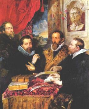 Selfportrait with brother Philipp, Justus Lipsius and another scholar Artwork by Peter Paul Rubens