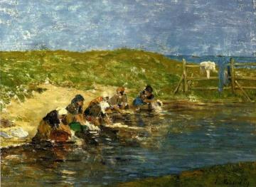 Laundresses by the Sea Artwork by Eugène-Louis Boudin