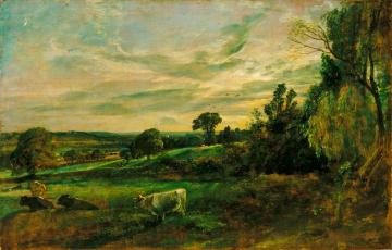 Summer Evening: View Near East Bergholt Showing Langham Church, Stratford Church And Stoke-by-nayland Church Artwork by John Constable