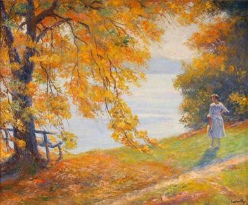 Woman At The Lake Artwork by Edward Cucuel