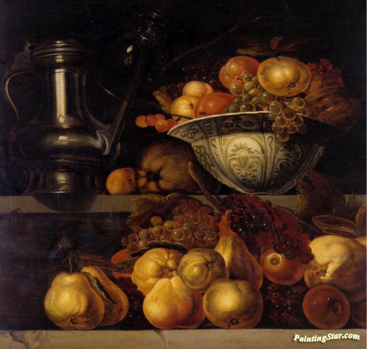 Still Life of Fruits Resting on a Ledge Artwork by Jan Davidsz De Heem