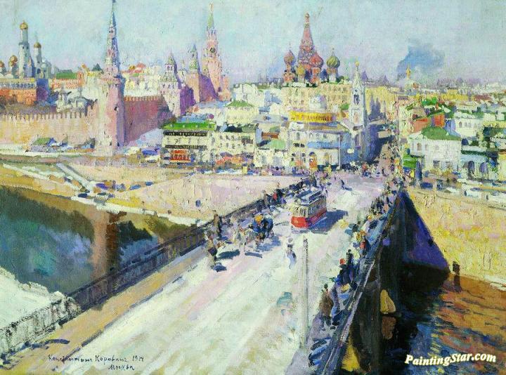 The Moskva River Bridge Artwork by Constantin Alexeevich Korovin