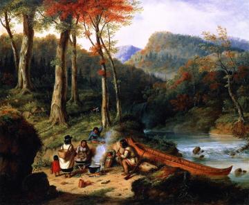 Huron Indians at Portage Artwork by Cornelius Krieghoff