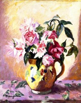 Roses In A Yellow Pot Artwork by Henri Manguin
