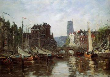 Rotterdam, Le Pont de Bourse Artwork by Eugène-Louis Boudin