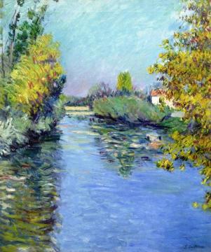 Small Arm of the Seine, Autumn Effect Artwork by Gustave Caillebotte