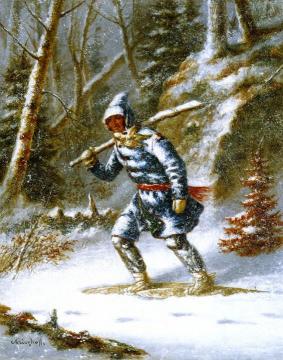 Hunter in a Blizzard Artwork by Cornelius Krieghoff