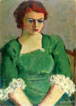 Portrait Of Annette In A Green Dress Artwork by Milton Avery