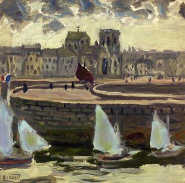Boats in Port at Low Tide Artwork by Pierre Bonnard
