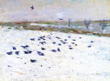 Winter, Giverny Artwork by Theodore Robinson