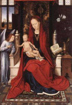 Virgin Enthroned With Child And Angel Artwork by Hans Memling