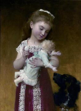 Young Girl and Her Dolls Artwork by Emile Munier