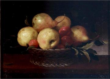Still-Life of Pears, Plums and Apples in a Basket Artwork by Pedro de Camprobin