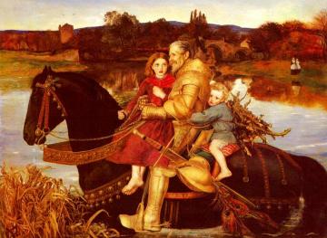 A Dream of the Past - Sir Isumbras at the Ford Artwork by Sir John Everett Millais