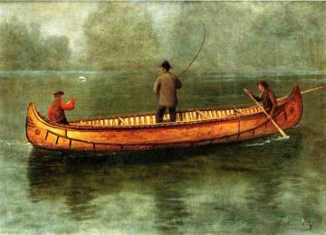 Fishing from a Canoe Artwork by Albert Bierstadt