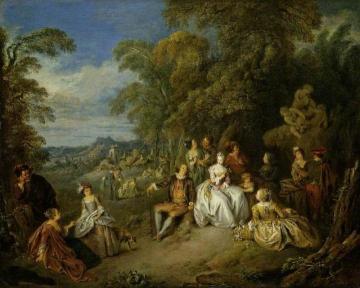 Elegant Company in a Park Artwork by Jean Baptiste Pater