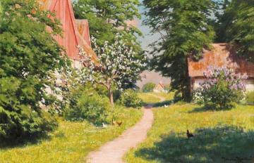 Courtyard by pecking hens Artwork by Johan Krouthén