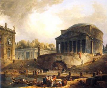 Vue Du Port De Ripetta, A Rome Artwork by Hubert Robert