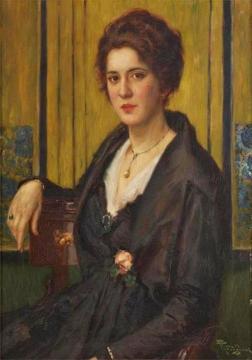 Young Woman with Rose Artwork by Fernand Toussaint