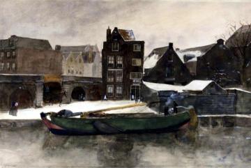 Het Prinseneiland: the Teertuinen in winter, Amsterdam Artwork by George Heidrik Breitner