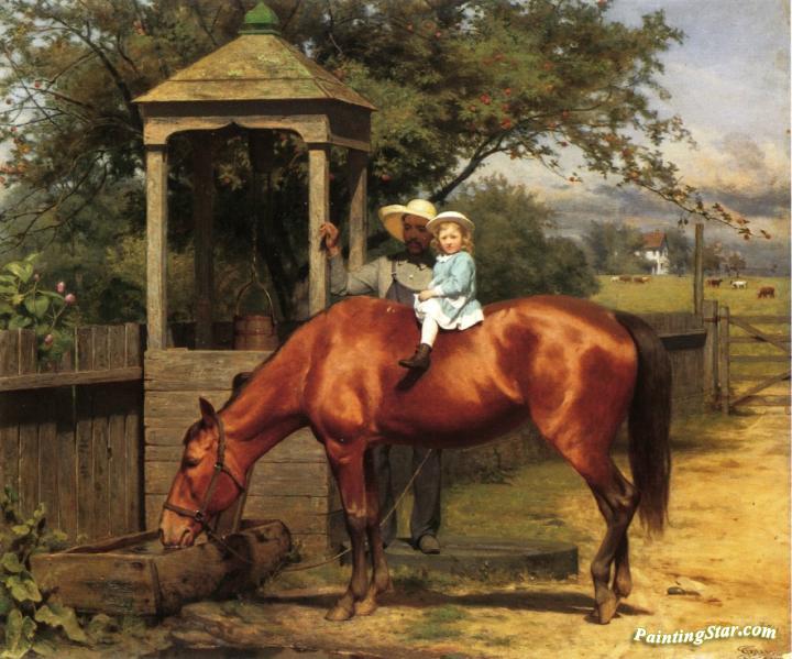 At the Watering Trough Artwork by Seymour Joseph Guy