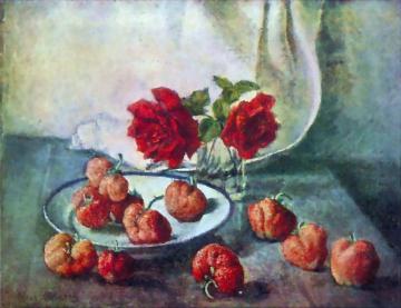 Roses and strawberries Artwork by Ilya Mashkov