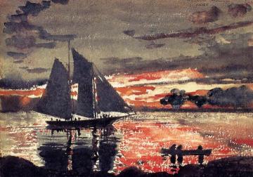 Sunset Fires Artwork by Winslow Homer