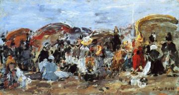 Beach Scene at Villers Artwork by Eugène-Louis Boudin