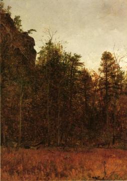 A  Grey Day under the Cliff Artwork by Thomas Worthington Whittredge