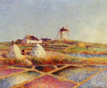 Landscape with Mill near the Salt Ponds Artwork by Ferdinand du Puigaudeau