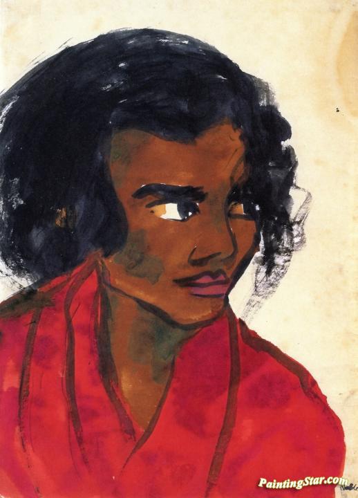 Portrait of a Young Girl Artwork by Emil Nolde