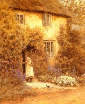 A Cottage Door Artwork by Helen Allingham
