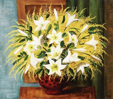 Lilies And Mimosas Artwork by Moise Kisling