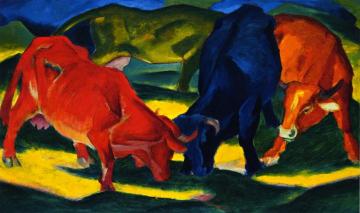 Fighting Cows Artwork by Franz Marc