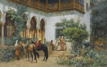 A North African Courtyard Artwork by Frederick Arthur Bridgman