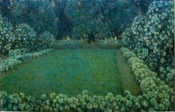 White Garden in Twilight Artwork by Henri Le Sidaner