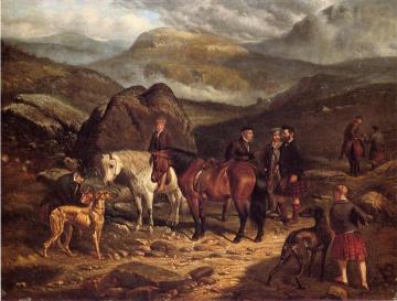 Hunting On The Scottish Highlands Artwork by Arthur Fitzwilliam Tait