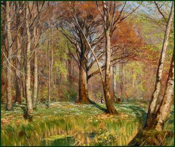 Children in a Spring Forest with Anemones in Bloom Artwork by Hans Andersen Brendekilde