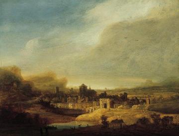 Landscape with View of a Town Artwork by Jan Lievens