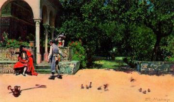 Scene In The Gardens Of The Alcazar Of Seville Artwork by Raimundo de Madrazo y Garreta