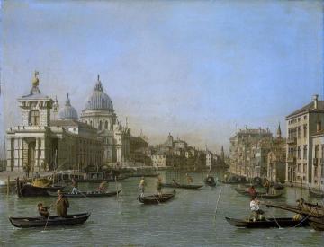 The entrance to the Grand Canal at the Punta della Dogana and Santa Maria della Salute Artwork by Giovanni Antonio Canal