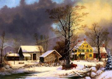 Winter In The Country, A Cold Morning Artwork by George Henry Durrie