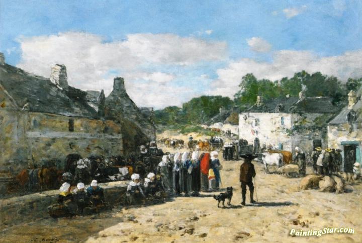 Fair Day in Brittany Artwork by Eugène-Louis Boudin