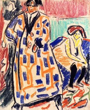 Self-Portrait with Model Artwork by Ernst Ludwig Kirchner
