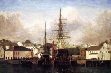 Three-Master on the Gloucester Railway Artwork by Fitz Hugh Lane