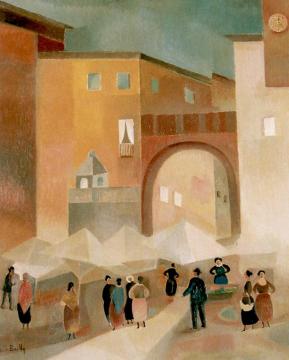 Italian Landscape II: Market in Verona Artwork by Alice Bailly
