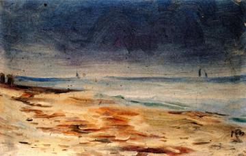 Seashore, Brown and Gray Artwork by Max Beckmann