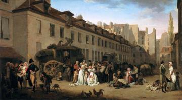 The Arrival of a Stage-coach in the Courtyard of the Messageries Artwork by Louis Leopold Boilly
